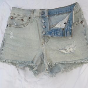 Vintage Levi jean shorts in a light blue wash